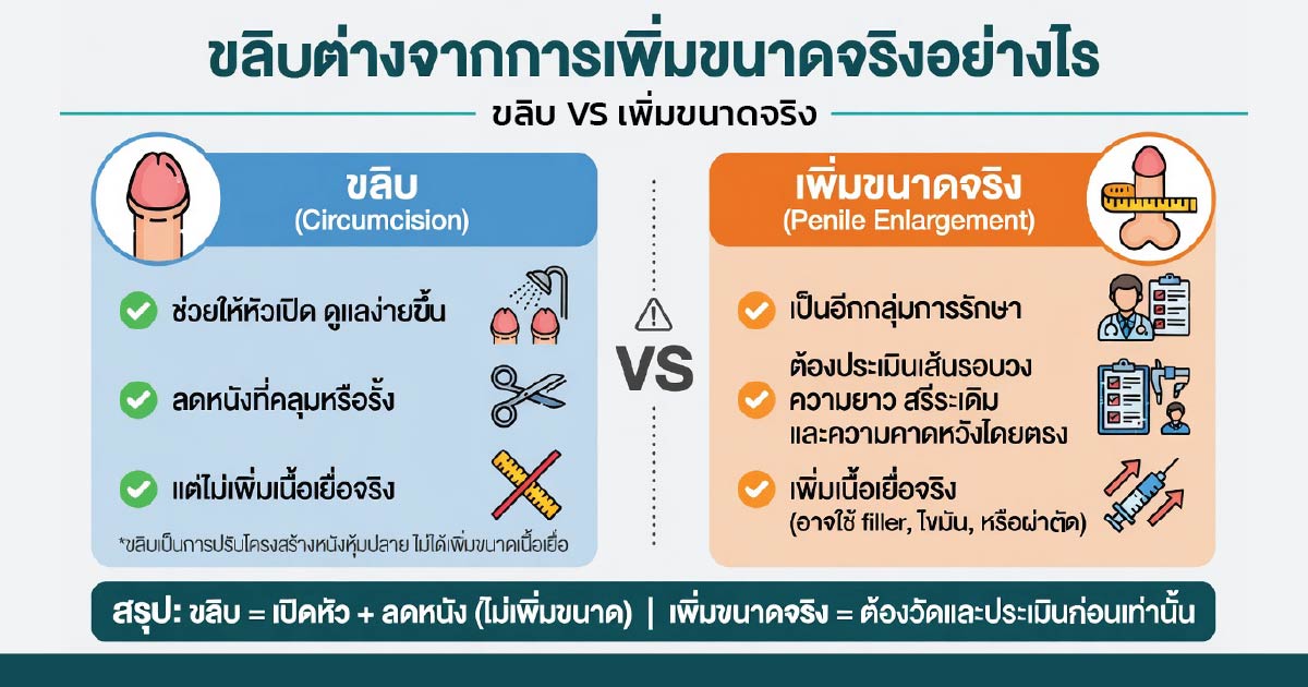 กลุ่มที่อาจเห็นความเปลี่ยนแปลงหลังขลิบชัดกว่า