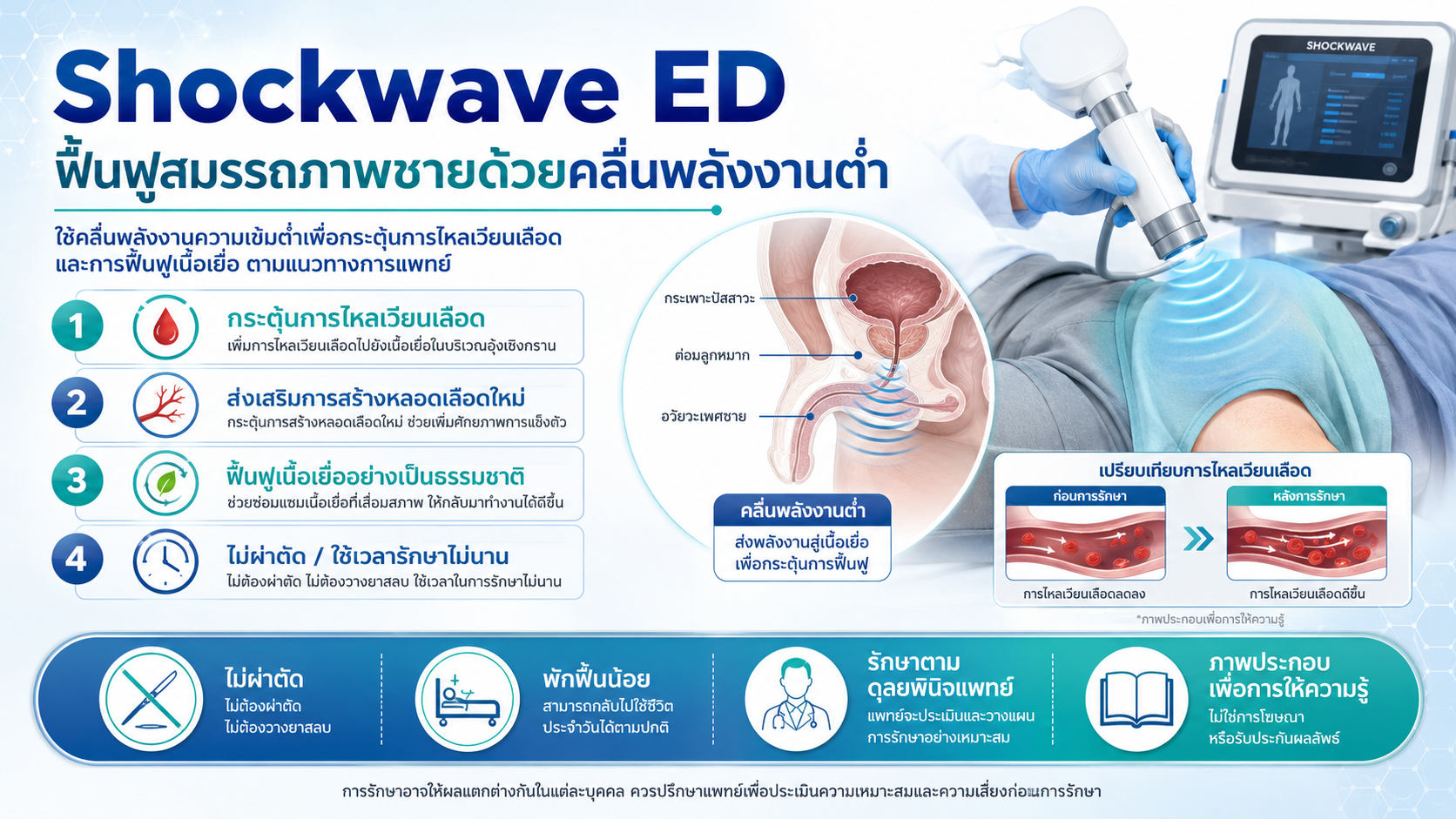 Shockwave ED ฟื้นฟูสมรรถภาพชายด้วยคลื่นพลังงานต่ำ