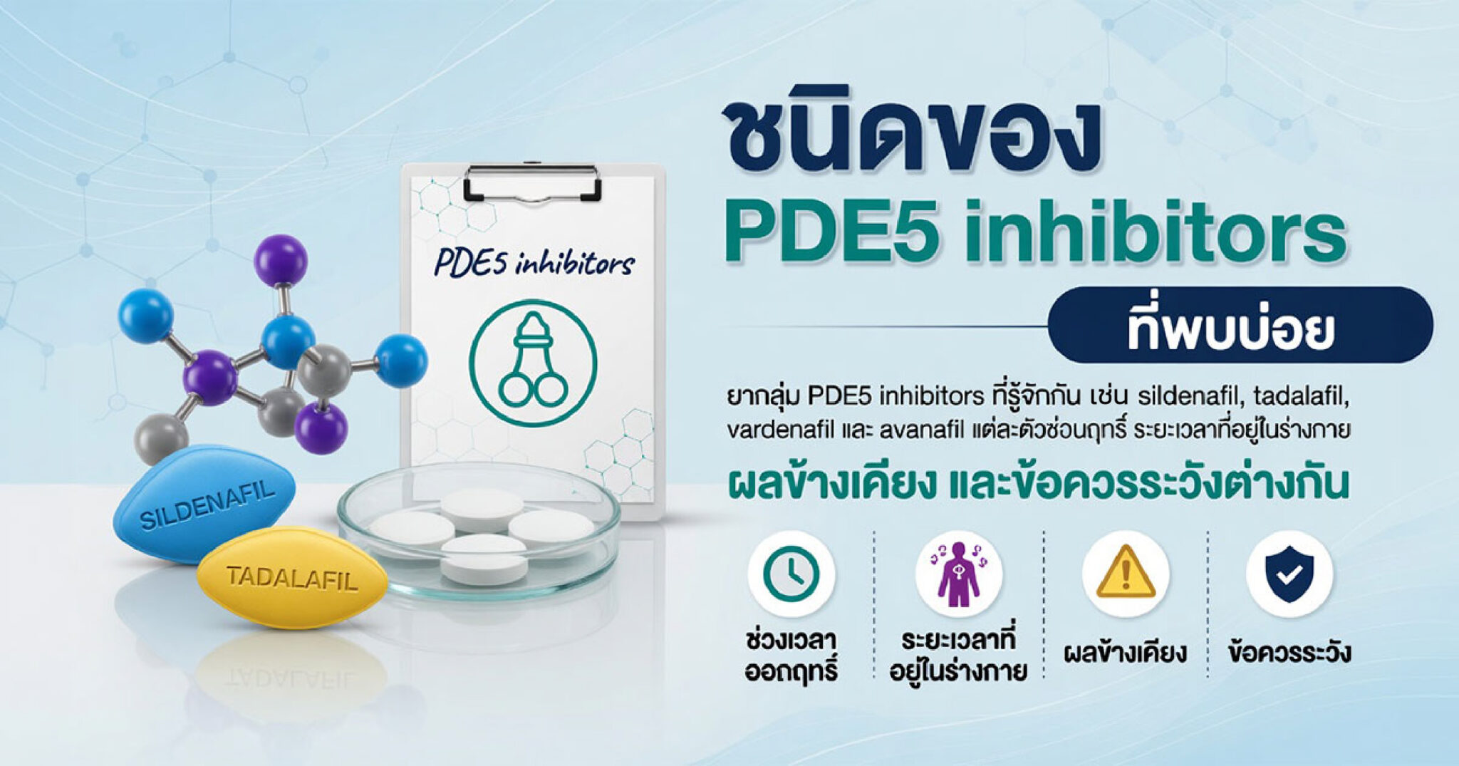 ยากลุ่ม PDE5 inhibitors ที่แพทย์อาจใช้รักษาภาวะหย่อนสมรรถภาพทางเพศ